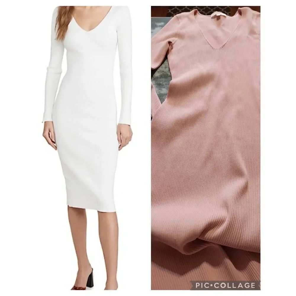 Jonathan SIMKHAI pink Deep Rib Open Neck Dress sz M
